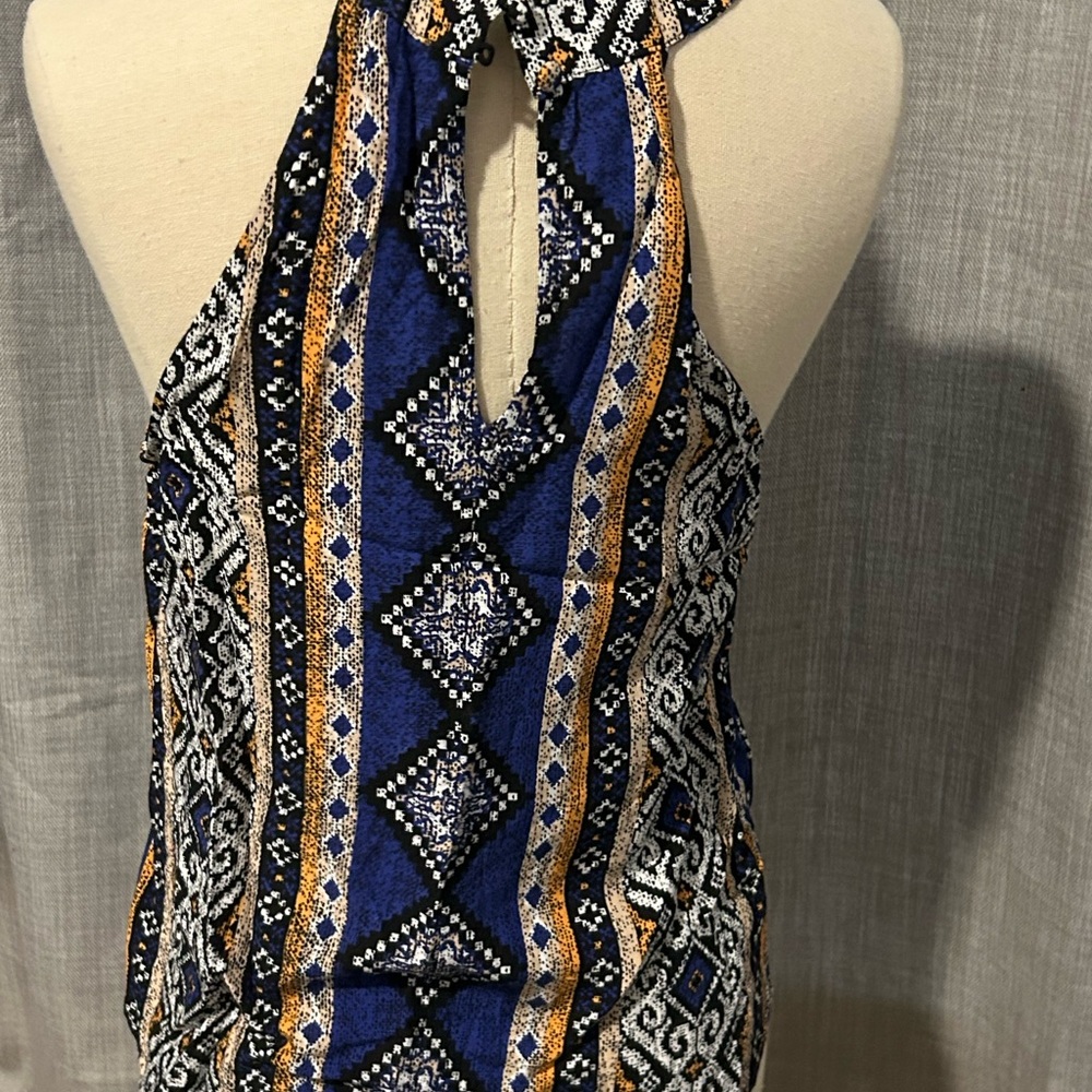 Blue Patterned Halter Top - Picture 2 of 2